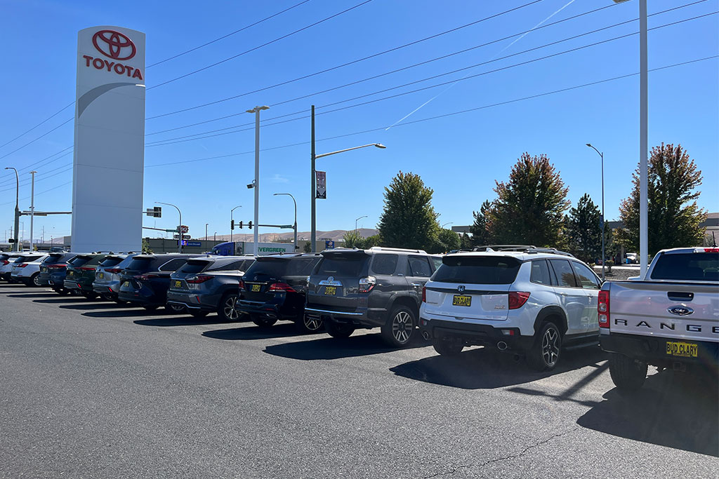 Bud Clary dealership lot with extensive vehicle inventory